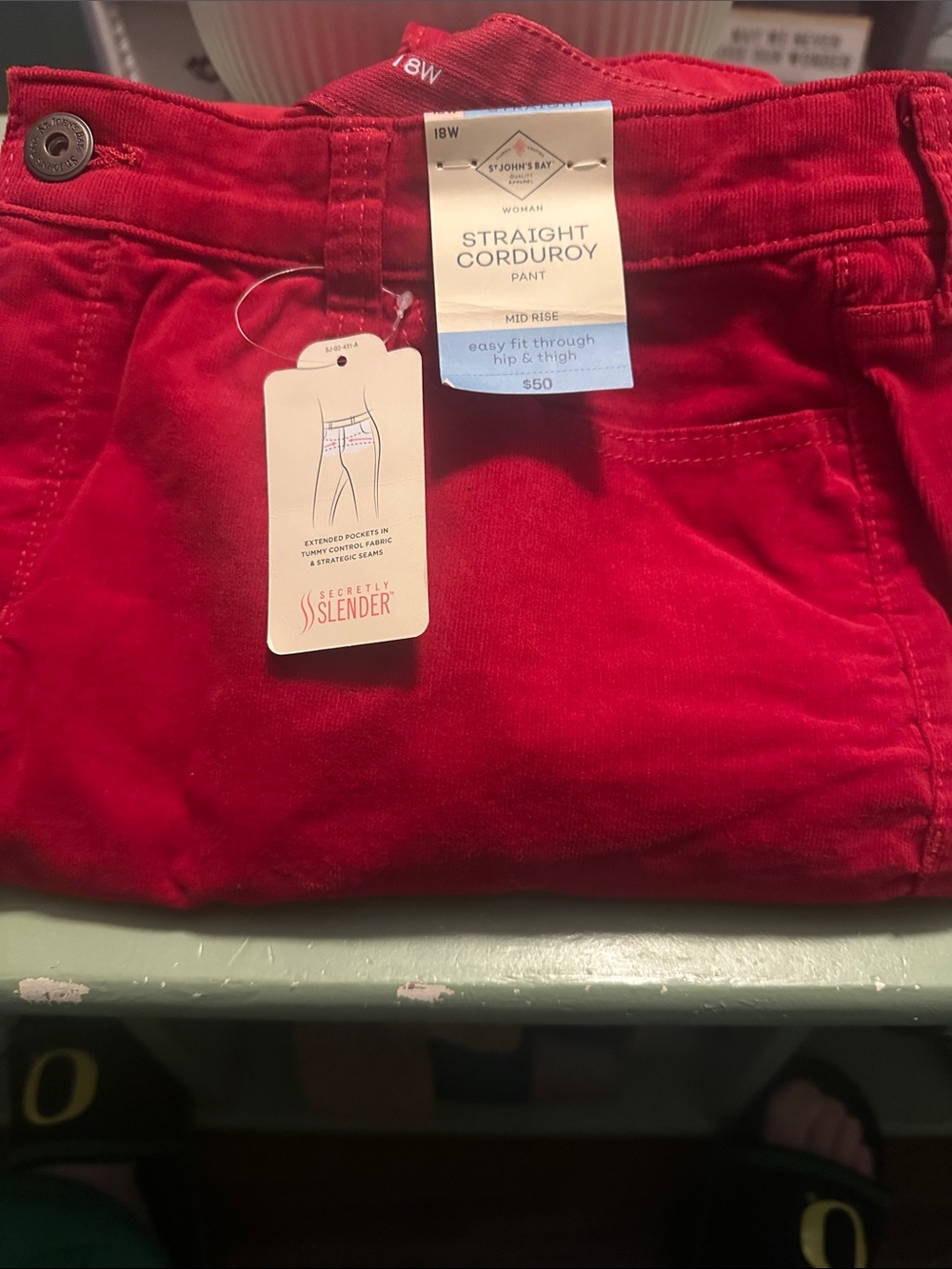 St. John's Bay Bright Red Straight Corduroy Women’s Pants